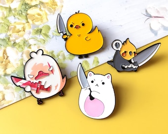 Funny Cat Duck Bird Enamel Pin | Cute Pin Badge | Lapel Pin | Enamel Pin Set for Backpacks | Ideal Gift for Doctor