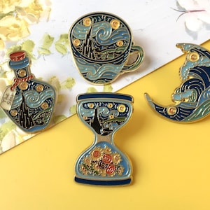 The Starry Night Enamel Pin | Creative Pin Badge | Lapel Pin | Enamel Pin Set for Backpacks | Birthday Gift for Her/Him