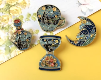 The Starry Night Enamel Pin | Creative Pin Badge | Lapel Pin | Enamel Pin Set for Backpacks | Birthday Gift for Her/Him