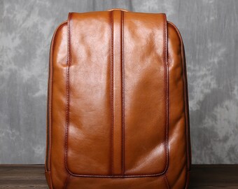 Retro First Layer Cowhide Backpack | Men's Genuine Leather Large Capacity Multi-functional Casual Fashion Computer Bag
