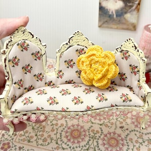 Rare Vintage Dollhouse Sofa, Dollhouse Couch, Miniature Sofa, Dollhouse Furniture, Shabby Chic - OOAK - 1:12