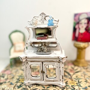 Dollhouse Buffet, Dollhouse Hutch, Shabby Chic Buffet, Dollhouse Furniture  - OOAK - 1:12