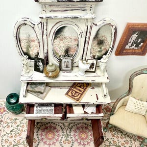 1:12 Spiegel Kleinmöbel, Shabby Chic, Shabby Chic Puppenhaus Möbel, Puppenhaus Möbel, gespiegelt