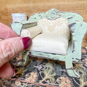 Dollhouse Arm Chair, Miniature Arm Chair, Victorian Arm Chair, Dollhouse Chair, Dollhouse Furniture, Shabby Chic Furniture - OOAK - 1:12