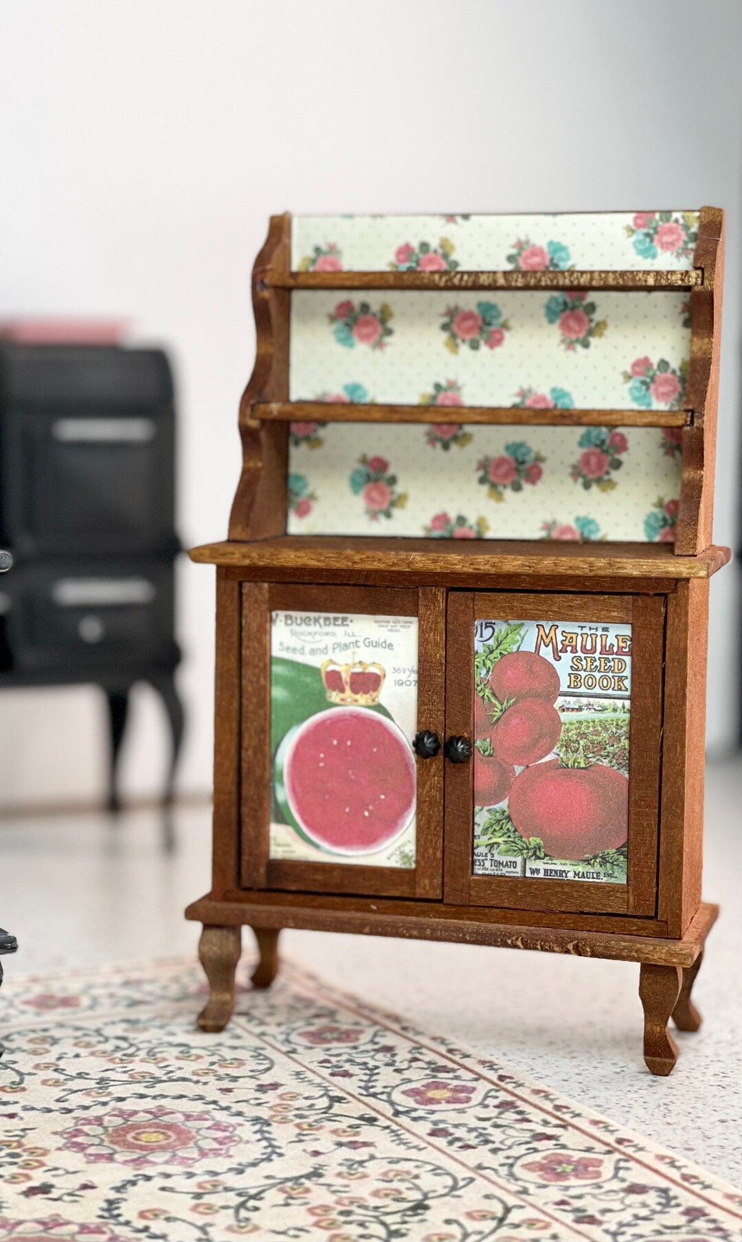Dollhouse Kitchen Hutch, Garden Hutch, Dining Room Hutch, Miniature