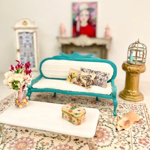 Vintage Concord Dollhouse Sofa, Dollhouse Couch,  Miniature Sofa, Miniature Couch, Dollhouse Furniture, Shabby Chic Sofa - OOAK - 1:12