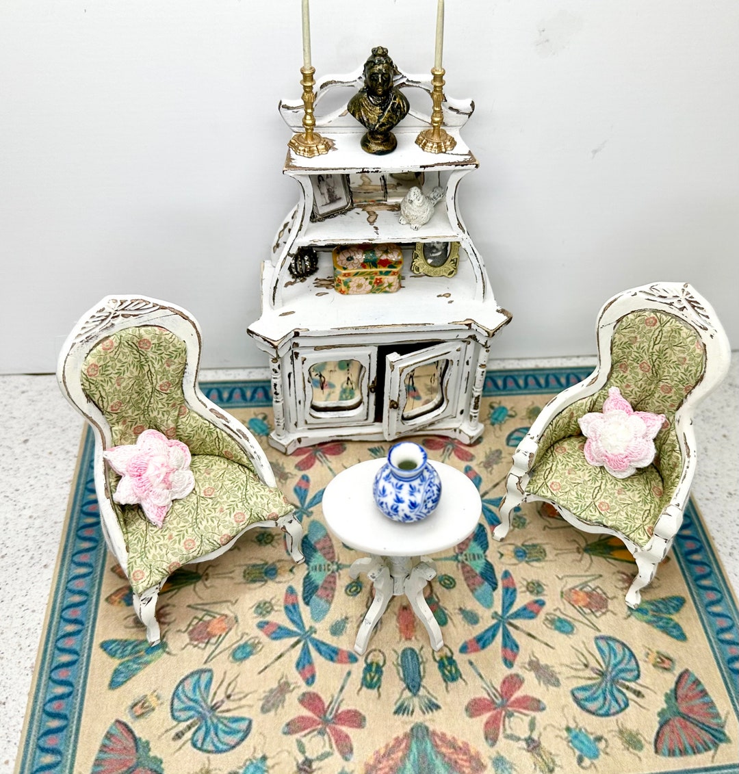 Vintage Dollhouse Chairs, Victorian Chairs, William Morris, Miniature ...