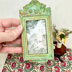 Art Nouveau Mirror, Dollhouse Mirror, Miniature Mirror, Dollhouse Decor, Dollhouse Furniture, Shabby Chic - OOAK - 1:12