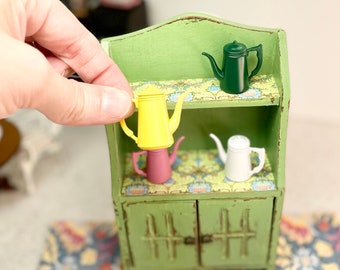 Metal Dollhouse Tea Kettle, Miniature Shabby Chic Decor (1:12 Scale)