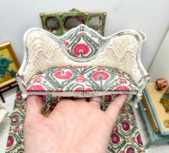 Vintage Victorian Dollhouse Sofa Miniature Sofa Dollhouse Couch Dollhouse Furniture Shabby Chic OOAK 1 12 Etsy UK