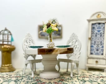 Silla de casa de muñecas estilo shabby chic, mueble de comedor en miniatura vintage, pieza única 1:12