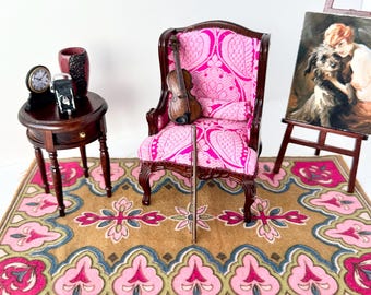 Vintage Bergere Dollhouse Arm Chair, Miniature Chair, Shabby Chic - OOAK - 1:12