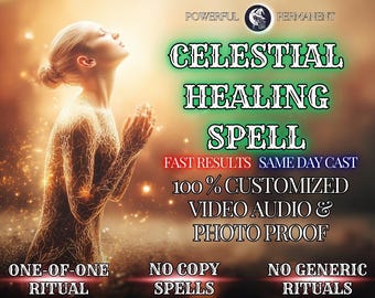 HECHIZO DE SANACIÓN CELESTIAL / Libera el estrés y el dolor / Restaura el equilibrio y la energía / Renovación emocional / Poderoso hechizo para la fuerza interior