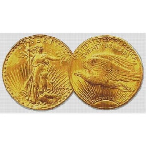 Picture of a Coin designed by Augustus Saint Gaudens, this is a PDF digital file of a beading pattern for loom or peyote stitch