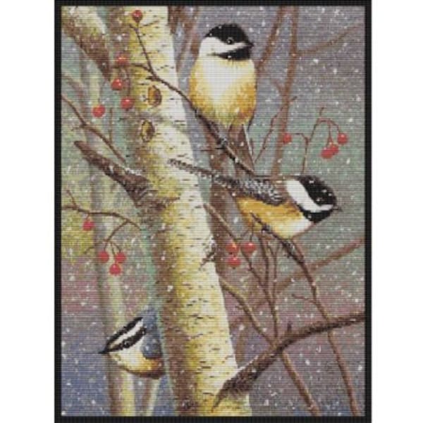 Three Winter Birds is a  bead pattern for loom or peyote