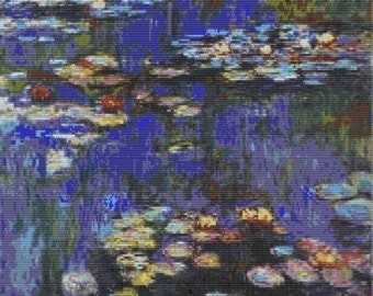 Nymphéas de Claude Monet, motif perles pour métier à tisser ou peyotl