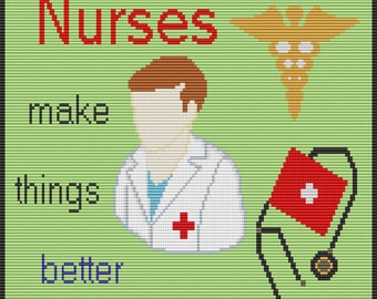 Nurse, pattern for loom or square stitch