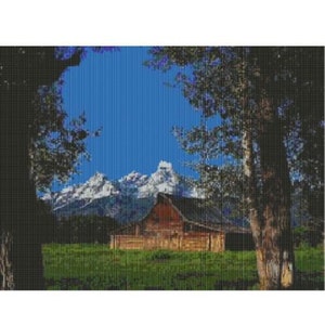 Grand Teton Barn, pattern for loom or peyote
