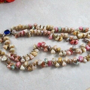 VtG 2 Strand Iridescent Hawaiian South Pacific Trochus Shell Lei Hula Necklace