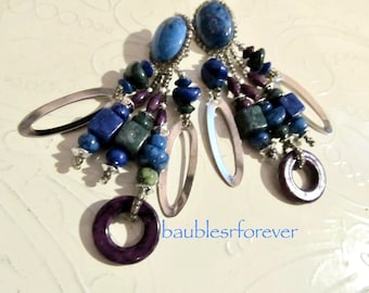 VtG Hand Sewn Beaded Faux Gemstone Dangles Chipita Inspired EARRINGS