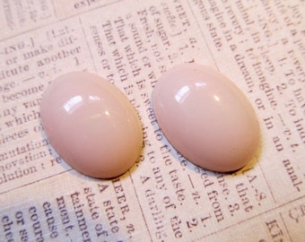 Vintage Cabochons Milk Glass PINK Gold Foil West Germany 25x18mm (2 stones)