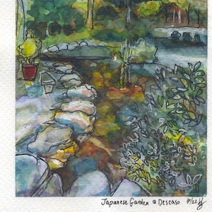 Japanese Garden Watercolor Painting - Descanso Gardens