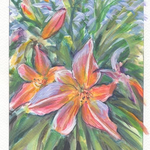 Hemerocallis Lilioasphodelus or Day Lilly Original watercolor