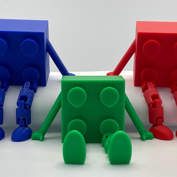 Set of 3 Lego Brick Buddy's Meme Funny. Arms & Articulated Legs 3D Printed Gift