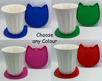 Cat Shape Coasters ~ Set of 4 & holder Table Drink Mats, Tea, Coffee~ Any Colour