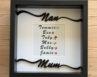 Personalised name Present Gift Family Birthday Wedding Engagement~25cm Box Frame
