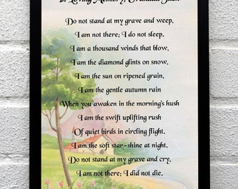 Do not stand at my grave and weep Memorial/funeral poem, A4 personalised keepsake