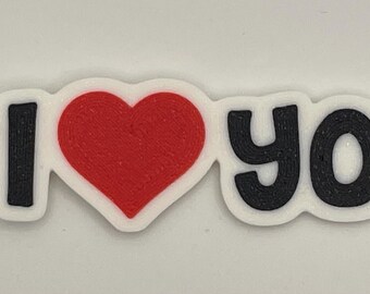I love you ~ Heart Logo Tag Keyring Keychain including split ring