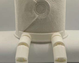 Toilet Paper Loo Roll Holder Buddy, Flexi articulated Legs, bathroom fun novelty