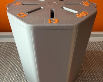 Money Coins Saving Pot 1pence -2pounds. Sectioned Cash Storage Box. Change Slot Collector