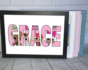 Personalised Name WordArt Gift Keepsake Birthday Christmas Present Framed A4
