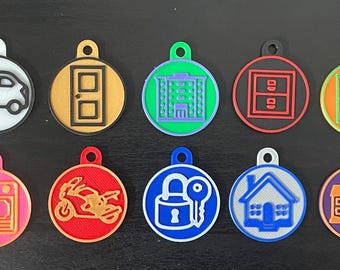 Key Ring Fob Tag Car Home Office School Safe Door Bike Window~  Any Colour