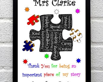 Teacher Gift School Leaver Print Wall Art Poster Birthday Home Personalised