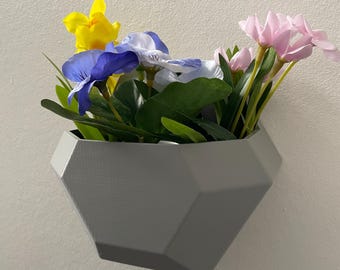 Wall Planter, Pot, Hang/Free-stand Geometric, Real/Fake Flower Plant Drainage
