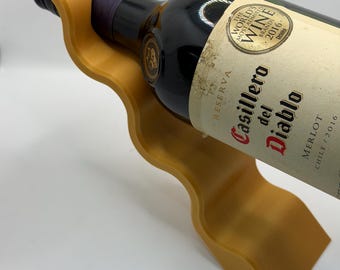Wine Bottle Holder, Stand Balancing ~ Floating Curved Wavy free standing.