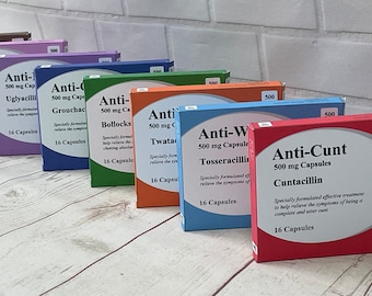 ADULT Joke Prank Pill Medication Box Present gift Fool's trick funny Anti-biotic