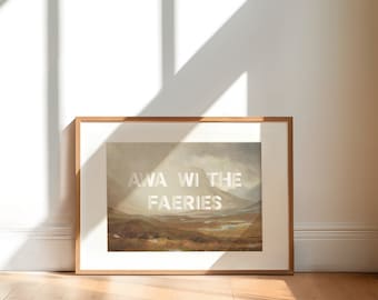 Isle of Skye, Scotland "Awa wi the faeries" | Art print | Vintage poster | Scottish saying | Travel | Scotland