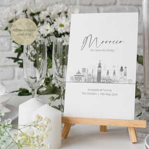 Reisetischnummern für Hochzeit, Hochzeitstischnummern, Ziel illustrierte Tischnamen, Tischnamenkarten, Empfangstischnummern