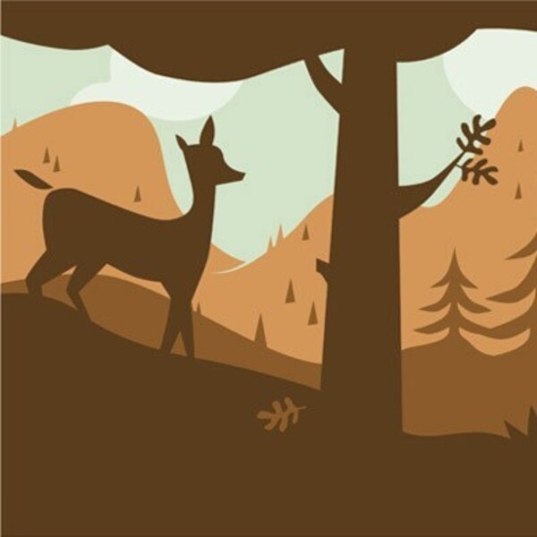 Deer in Fall Mountain Landscape - giclee print - 10 x 16