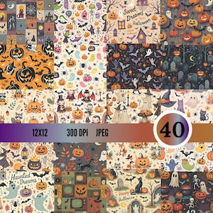 Retro Halloween Paper - 25 Digital Paper - 12x12 300 DPI JPEGS