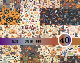 Retro Halloween Paper - 25 Digital Paper - 12x12 300 DPI JPEGS