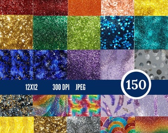 Glitter Paper -150 Digital Paper 12x12 300 DPI JPEGS