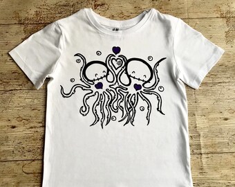 4 yrs Zombie Octopus Friends White organic t-shirt