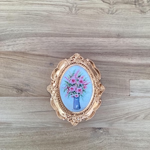 Vintage Style Frame with Hand-Painted Miniature Floral Bouquet