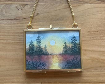 小さな水彩画 ミニ風景画 額入り水彩画 - Etsy 日本