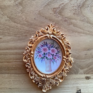 Vintage Style Frame with Hand-Painted Miniature Floral Bouquet